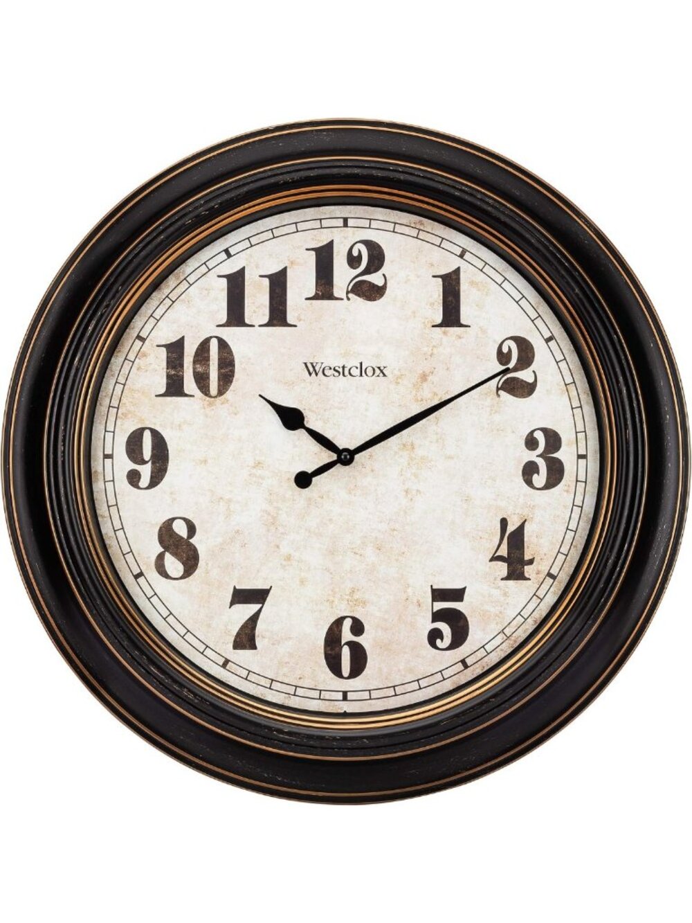 Vintage 24-Inch Large Wall Clock - Battery Operated, Distressed Dial, Quartz